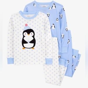 Carter's Penguin Pajama Set - Light Blue and White